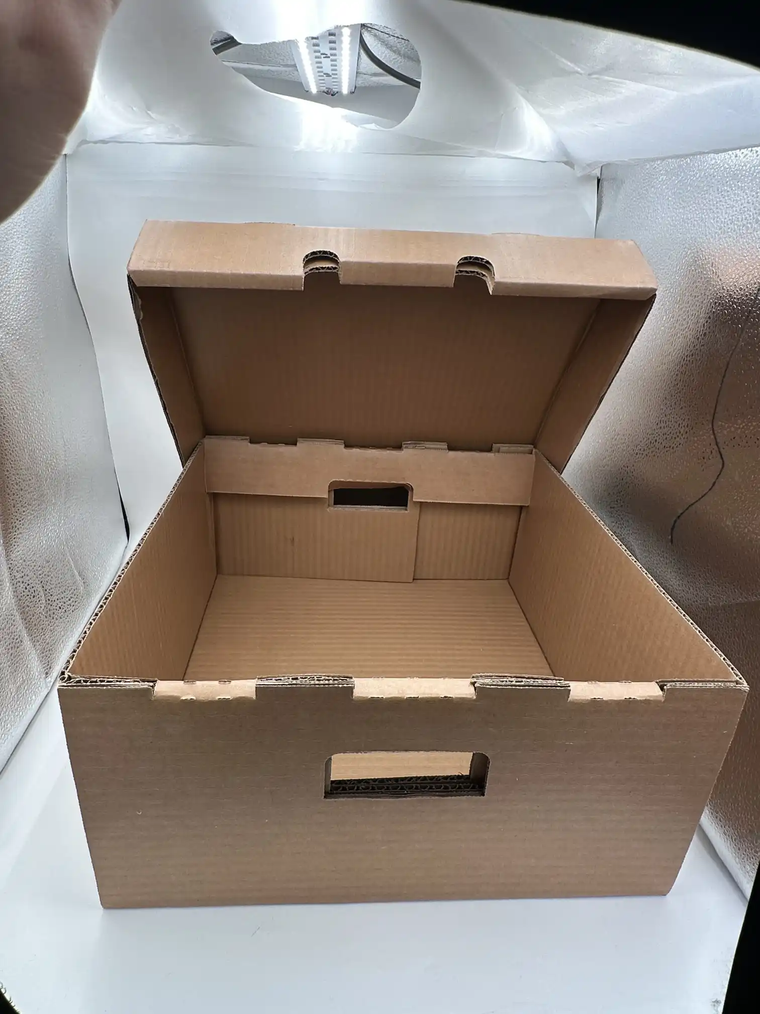 Suur vahatatud lainepapist kast